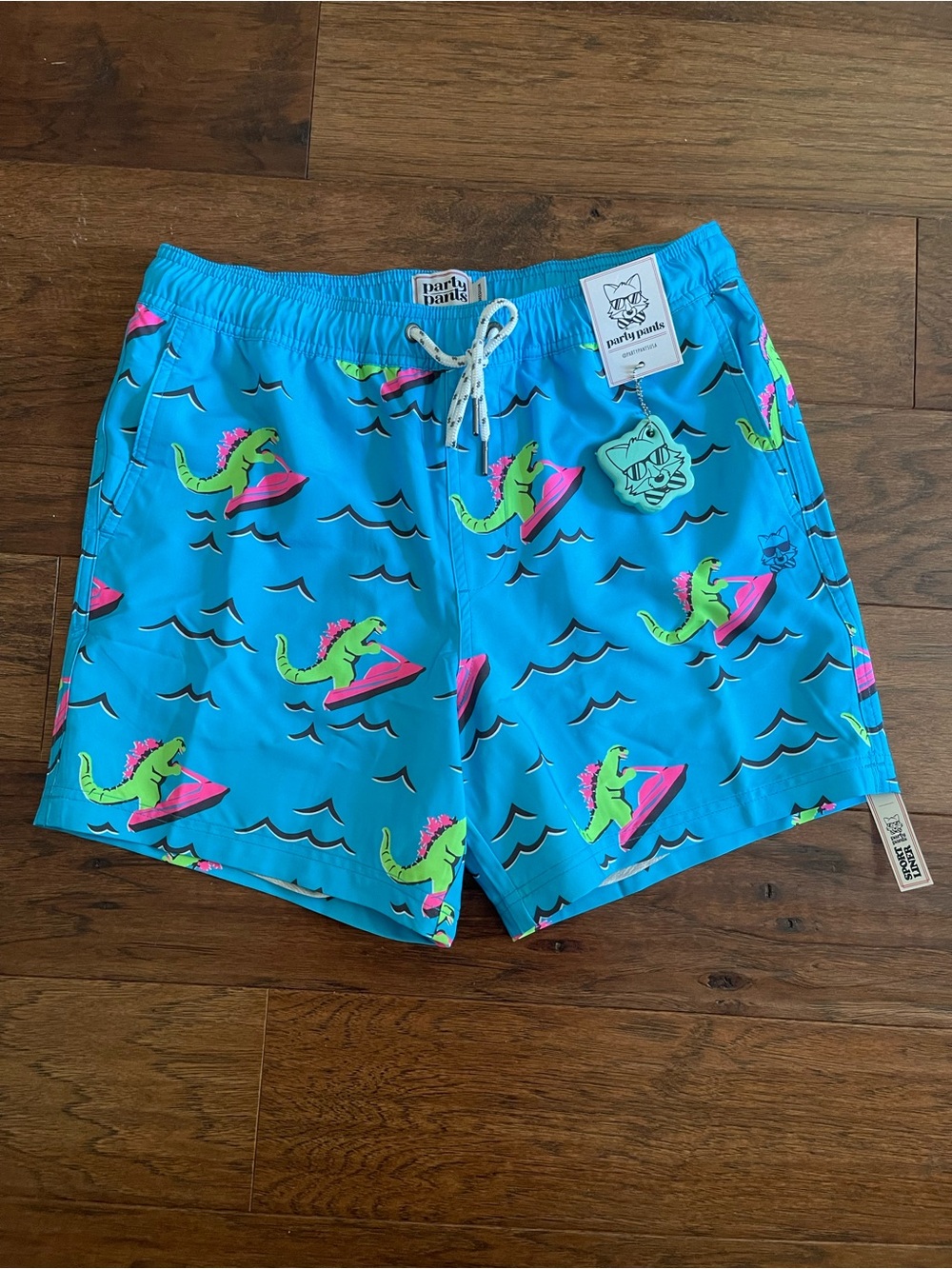 Party Pants Men's Blue Surf Gator Swim Trunks